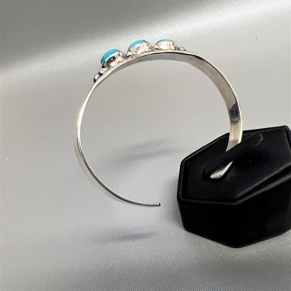 E Jackson Signed Sterling Silver 925 Cuff Bracelet Genuine Blue Green Turquoise - Picture 11 of 12